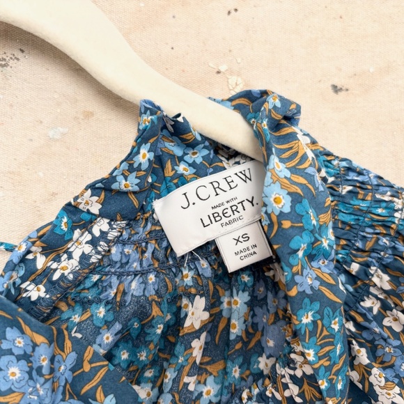 J Crew Smocked Neck Puff-sleeve Dress in Liberty Sea Blossoms - Picture 5 of 7